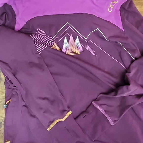 Women's abk Hooded Pullover Pink Orange Burgundy Mountain Size M Hiking Climbing - Picture 8 of 14